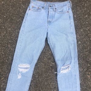 Levi Strauss distressed mom jeans